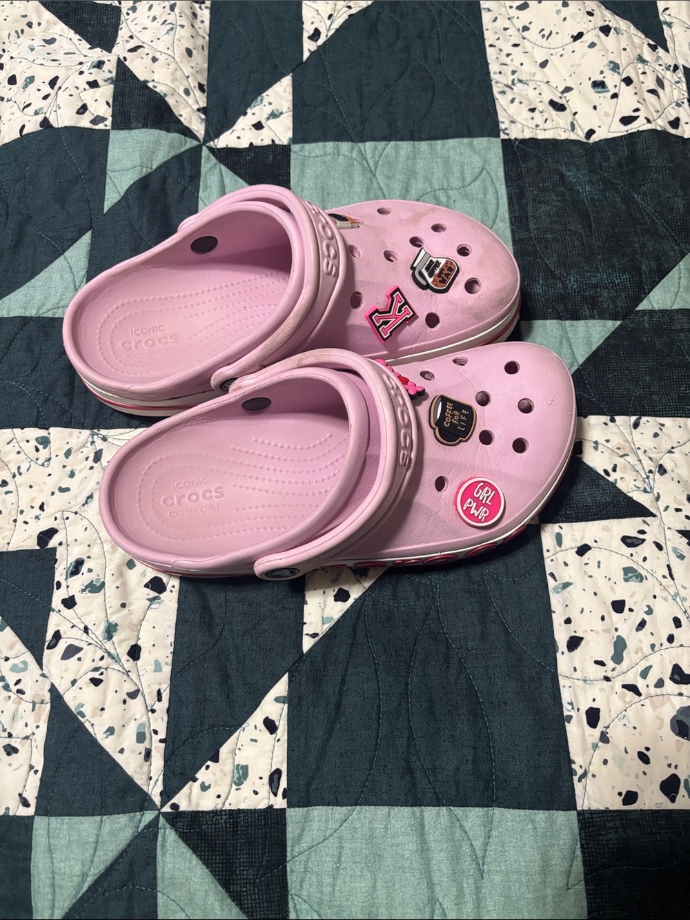 CROCS Pink Classic Clog with Decorative Charms